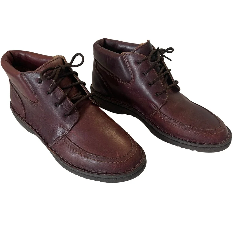 Vintage GH Bass Brussels Leather Chukka Boots Burgundy Oxblood Moc Toe Mens 6.5